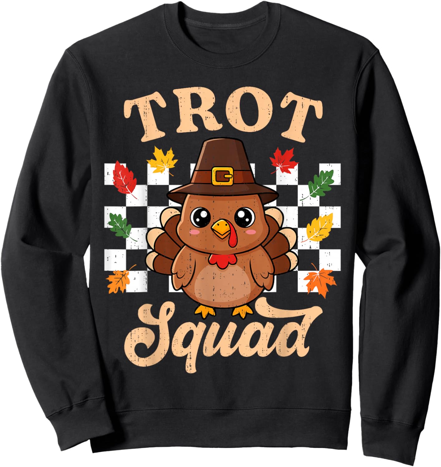 Funny Turkey Trot Squad Fall Thanksgiving Running Run Runner Sweatshirt - Sweatshirt | Black