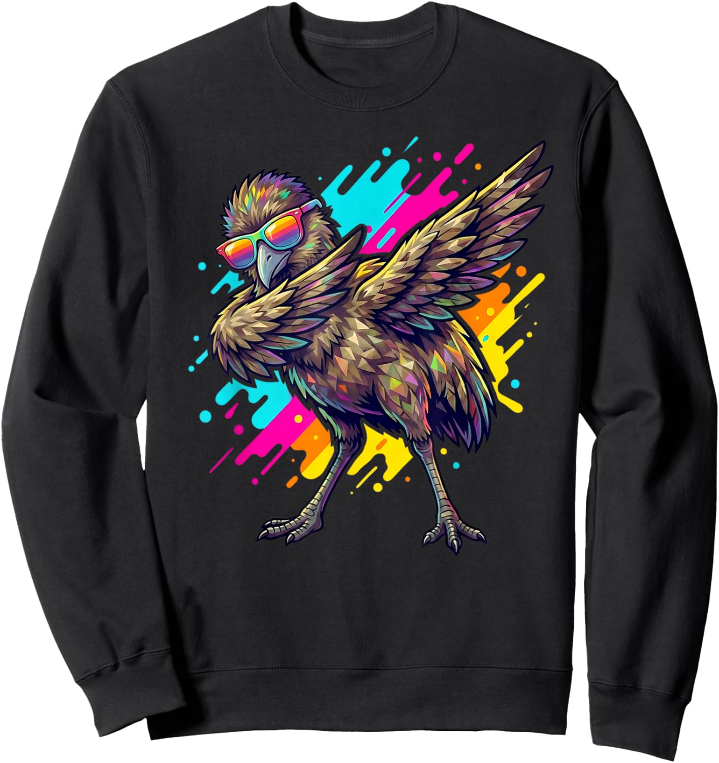 Dabbing Australian Emu Bird Graphic Kids Boys Emu Lovers Sweatshirt - Sweatshirt | Black