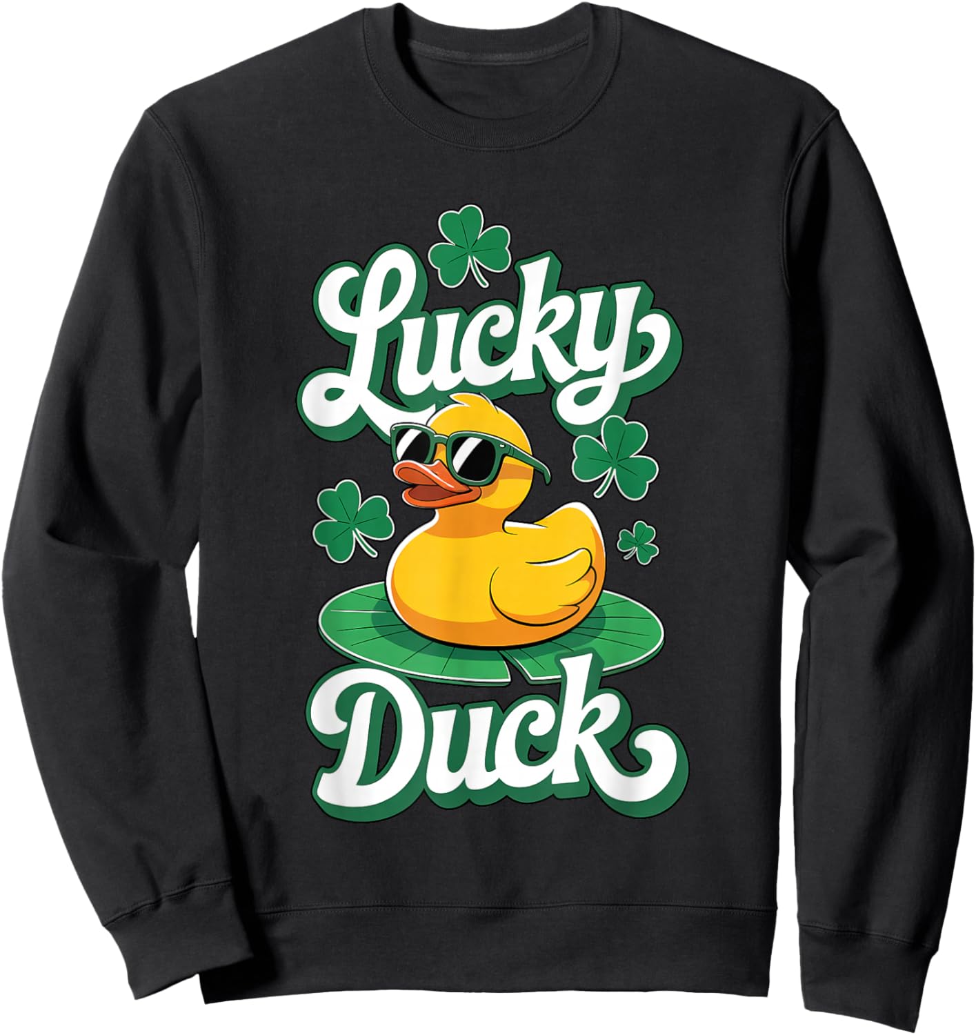 Lucky Duck St Patrick's Day Rubber Ducky Sweatshirt - Sweatshirt | Black