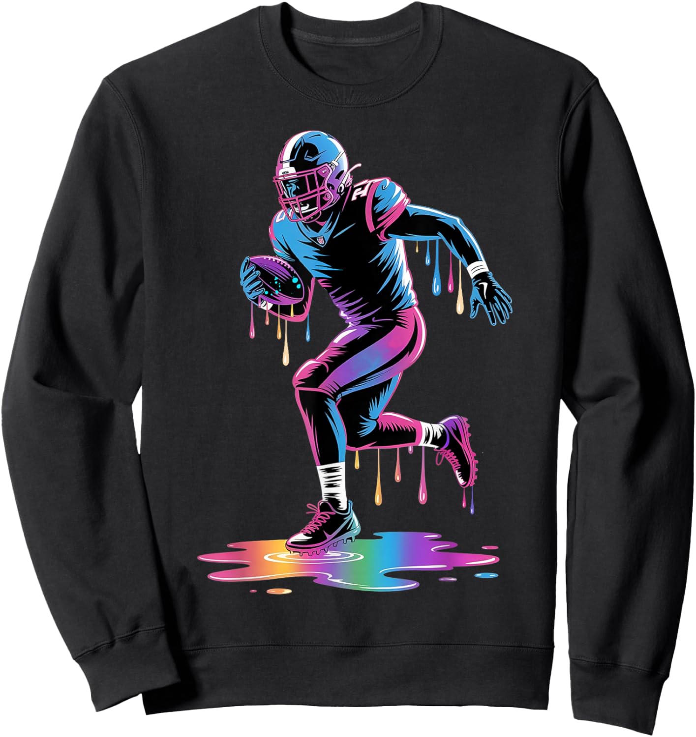 Football Drip Boy Youth Ice Cream Dripping Football Player Sweatshirt - Sweatshirt | Black