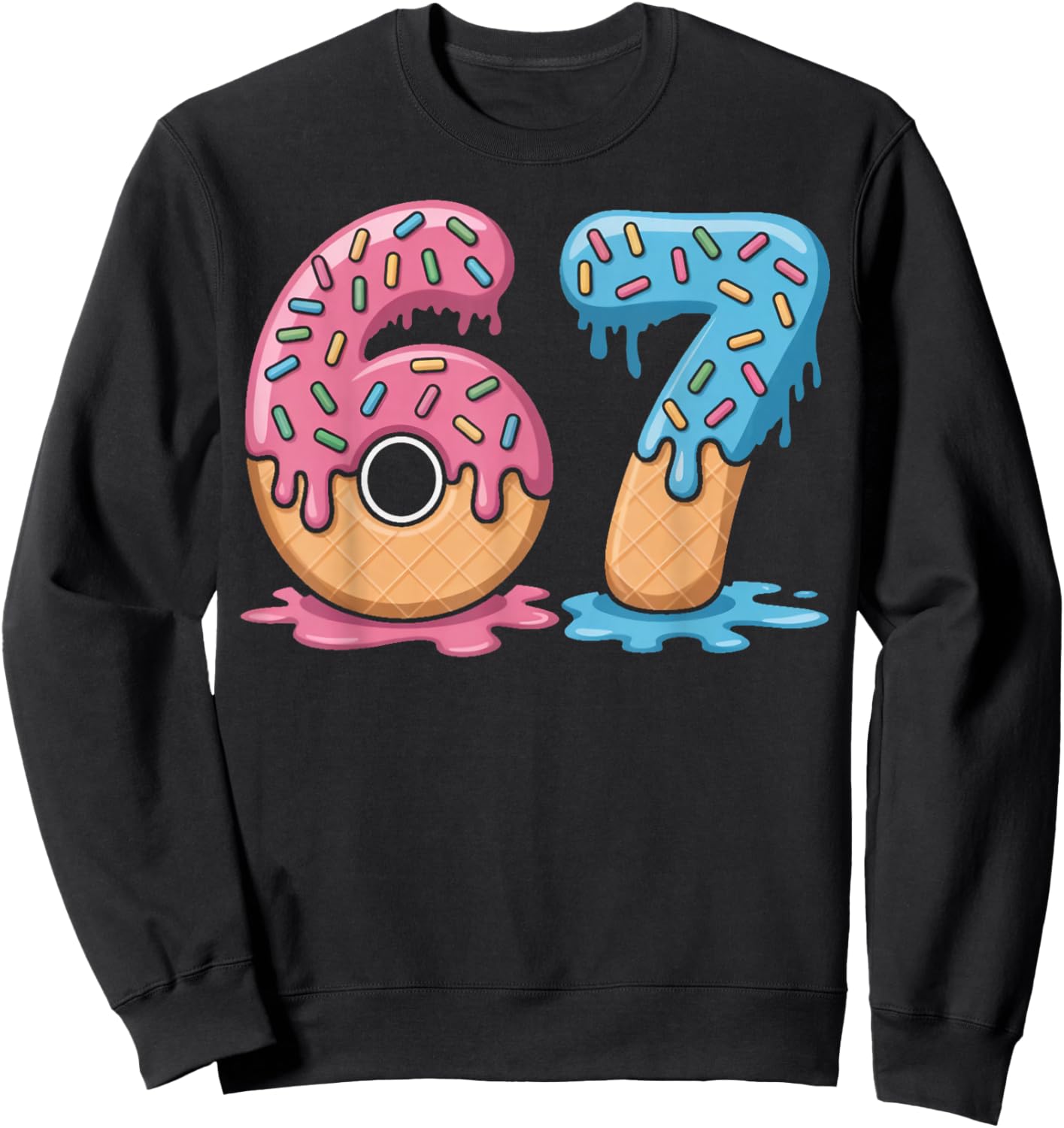 Ice Cream 67 Number 67th Sports Player Ice Cream Drip Sweatshirt - Sweatshirt | Black