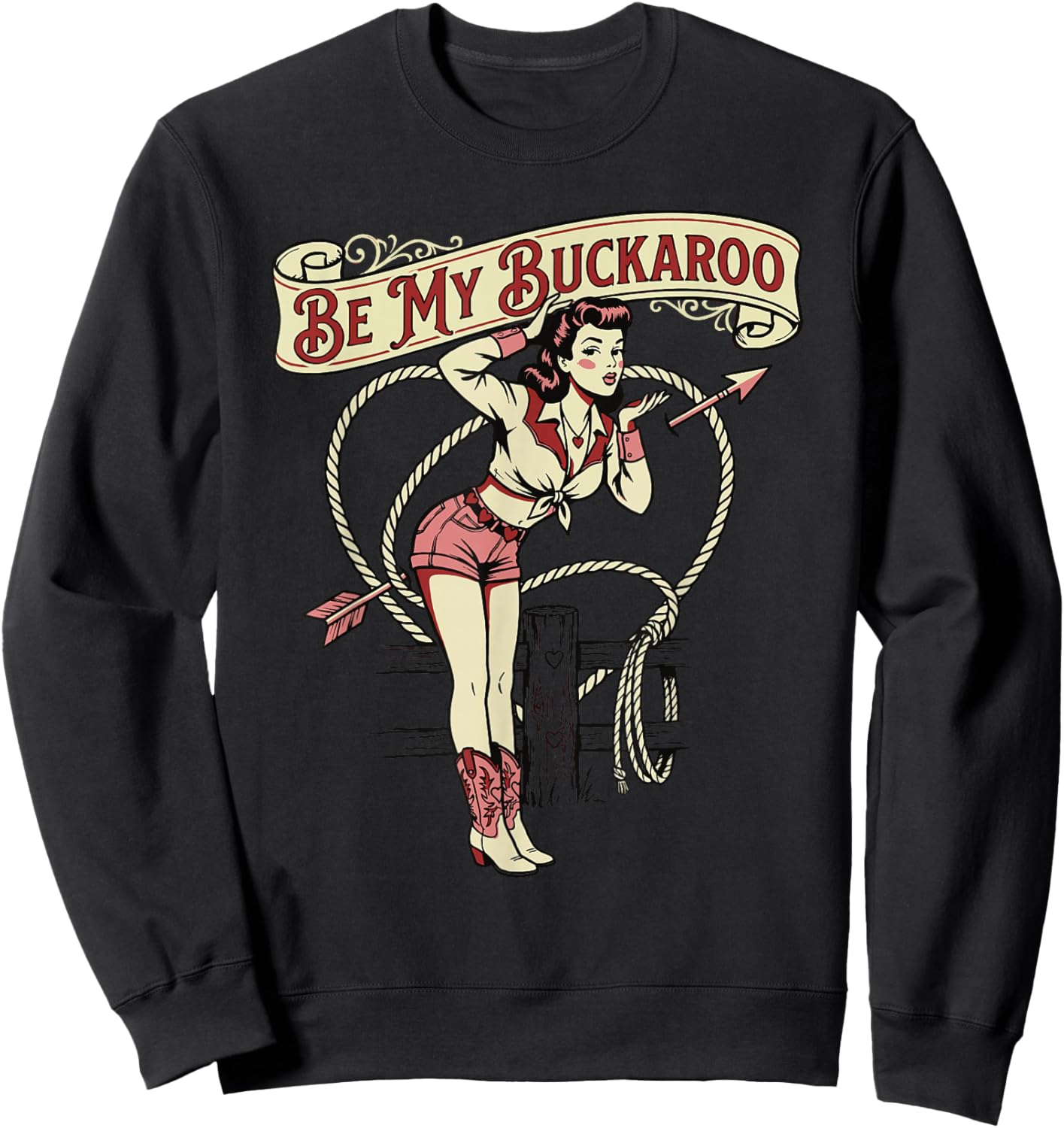 Cowgirl Valentine's Day Sweatshirt - Sweatshirt | Black