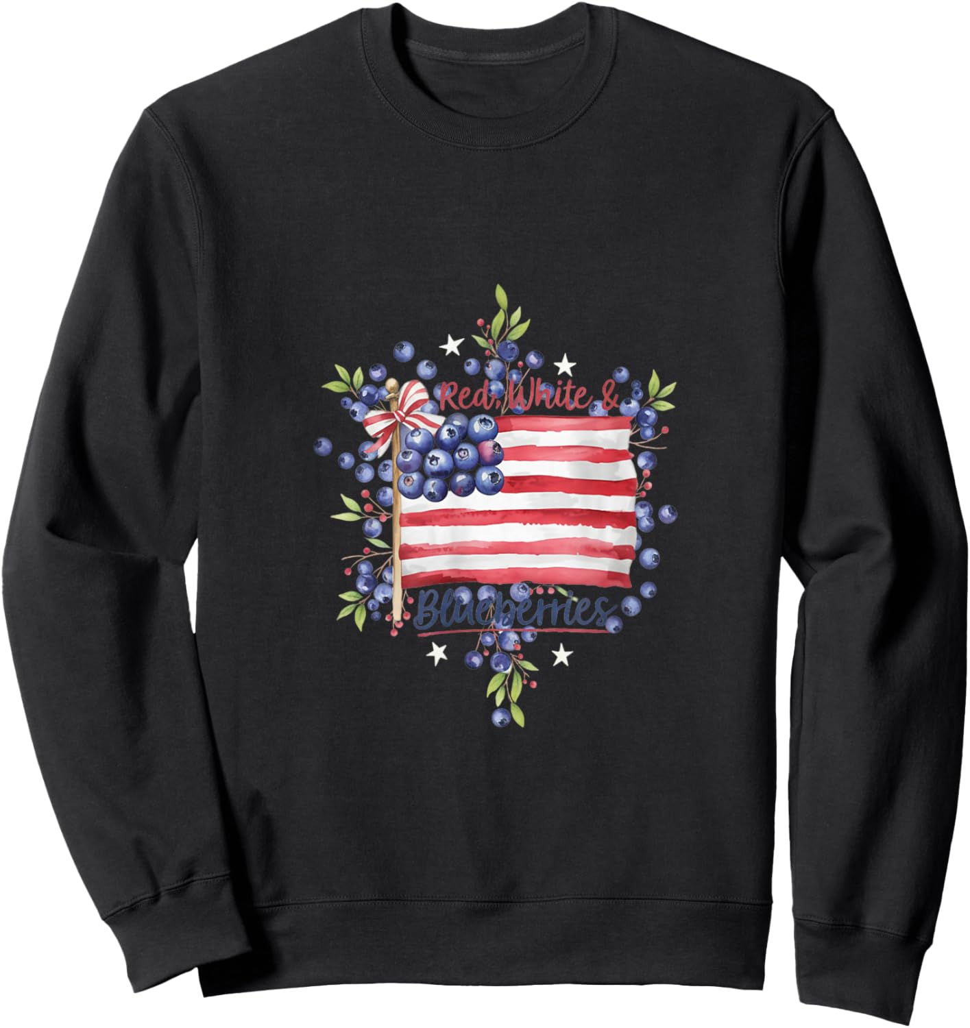 Red, White & Blueberries Funny Vintage Patriot USA Sweatshirt - Sweatshirt | Black
