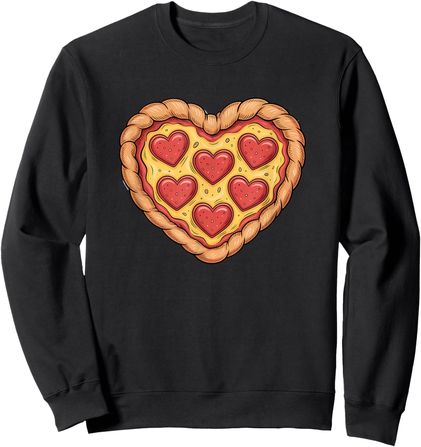Pizza Day Love Heart Food Lover Sweatshirt - Sweatshirt | Black