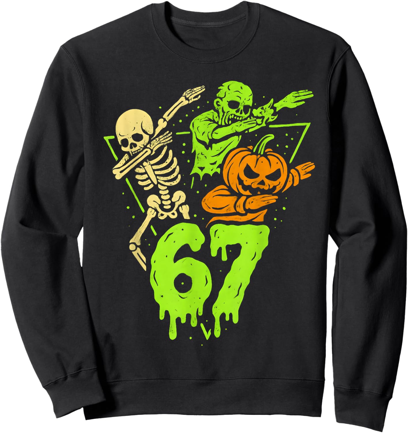67 Halloween 6 7 Meme Gen Alpha Slang Six Seven Boys Kids Sweatshirt - Sweatshirt | Black