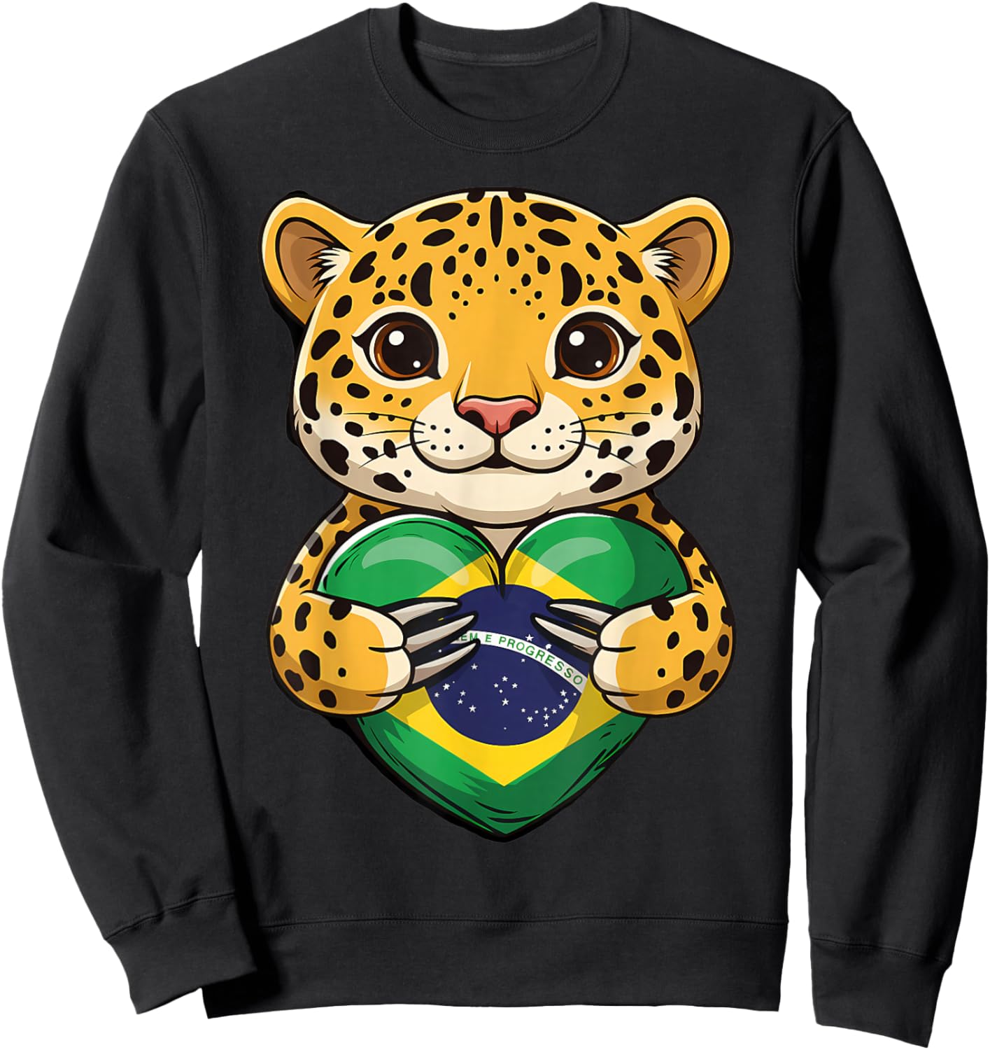 Brazil Flag Leopard Brazilian Roots Brasilian Pride Brasil Sweatshirt - Sweatshirt | Black
