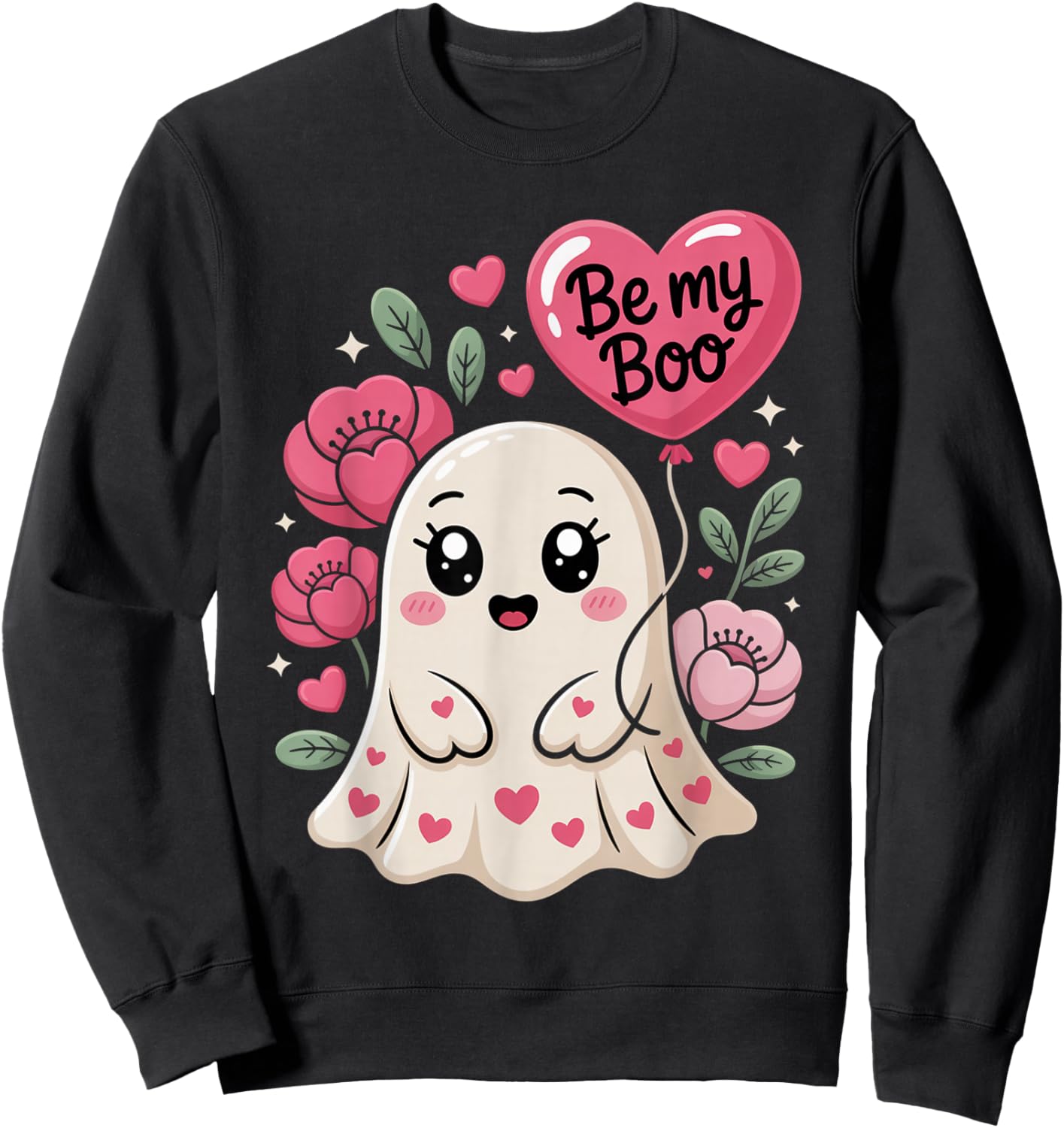 Be My Boo Cute Ghost Valentine´s Day Love Sweatshirt - Sweatshirt | Black