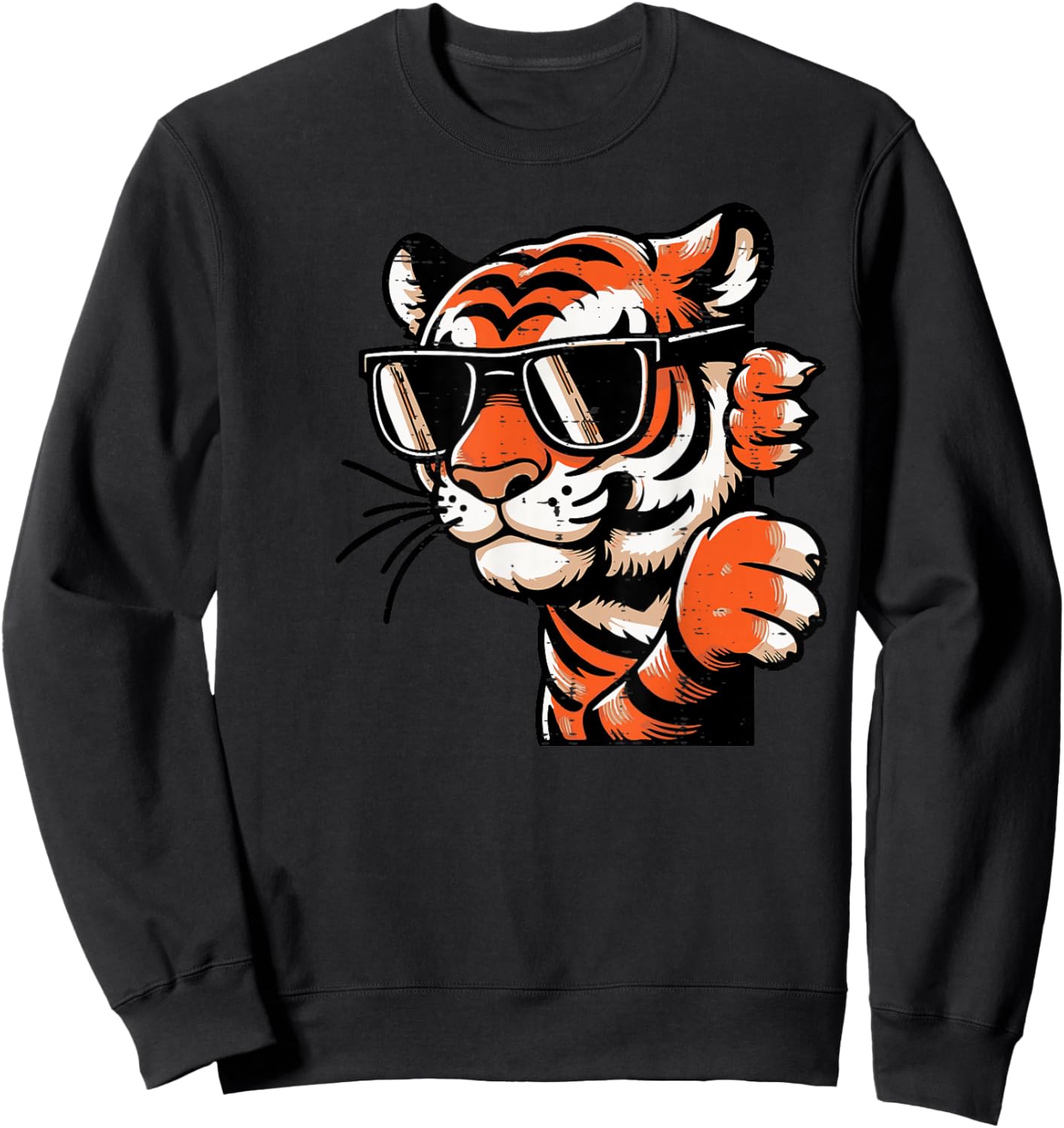 Tiger Sunglasses Boys Girls Youth Teen Kids Men Women Sweatshirt - Sweatshirt | Black