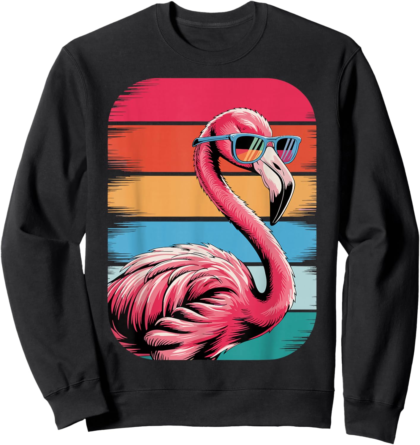 Retro Flamingo Sunset Tropical Sweatshirt - Sweatshirt | Black