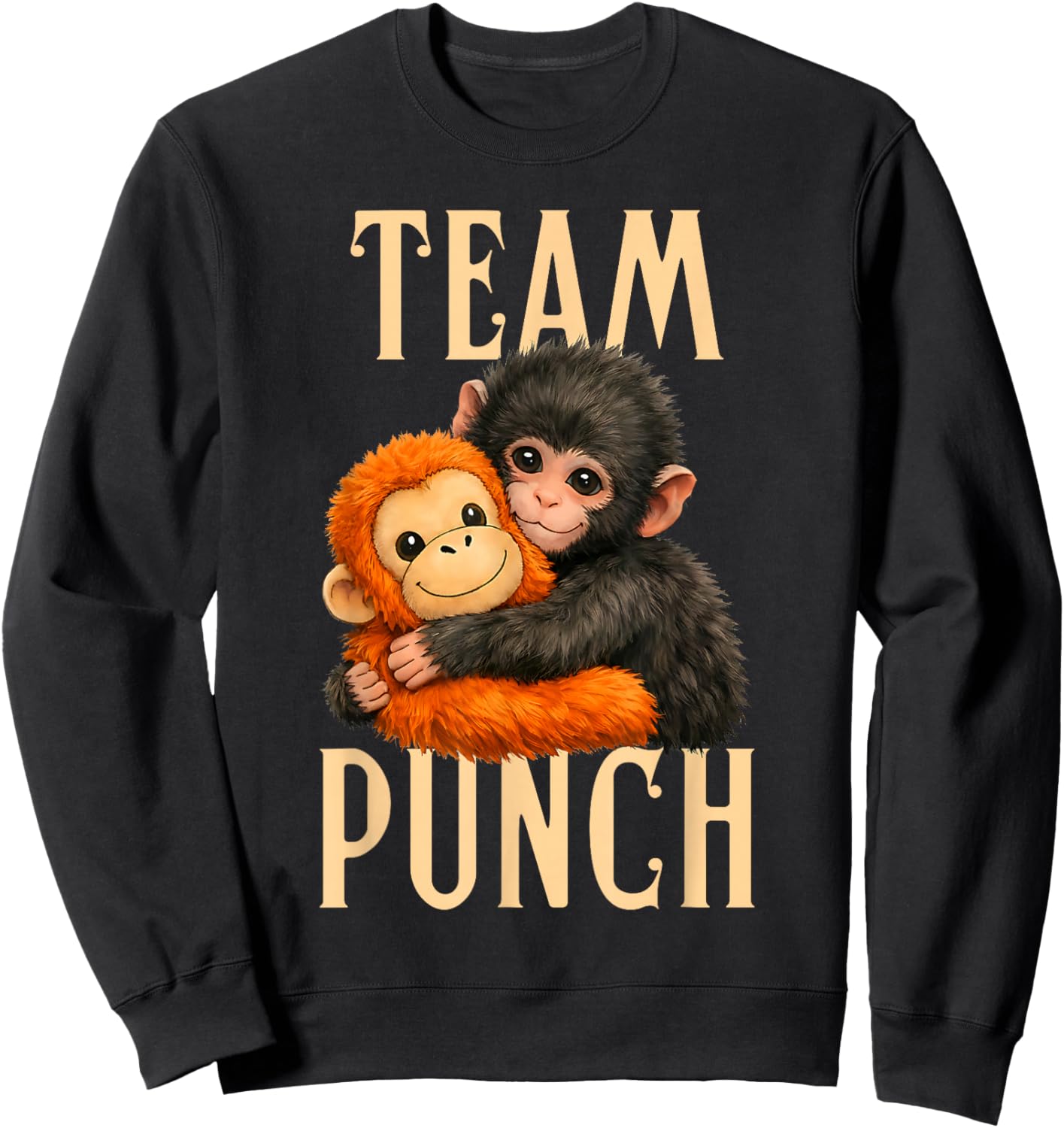 Baby Punch Monkey Shirt Punch Hug Big Love Sweatshirt - Sweatshirt | Black
