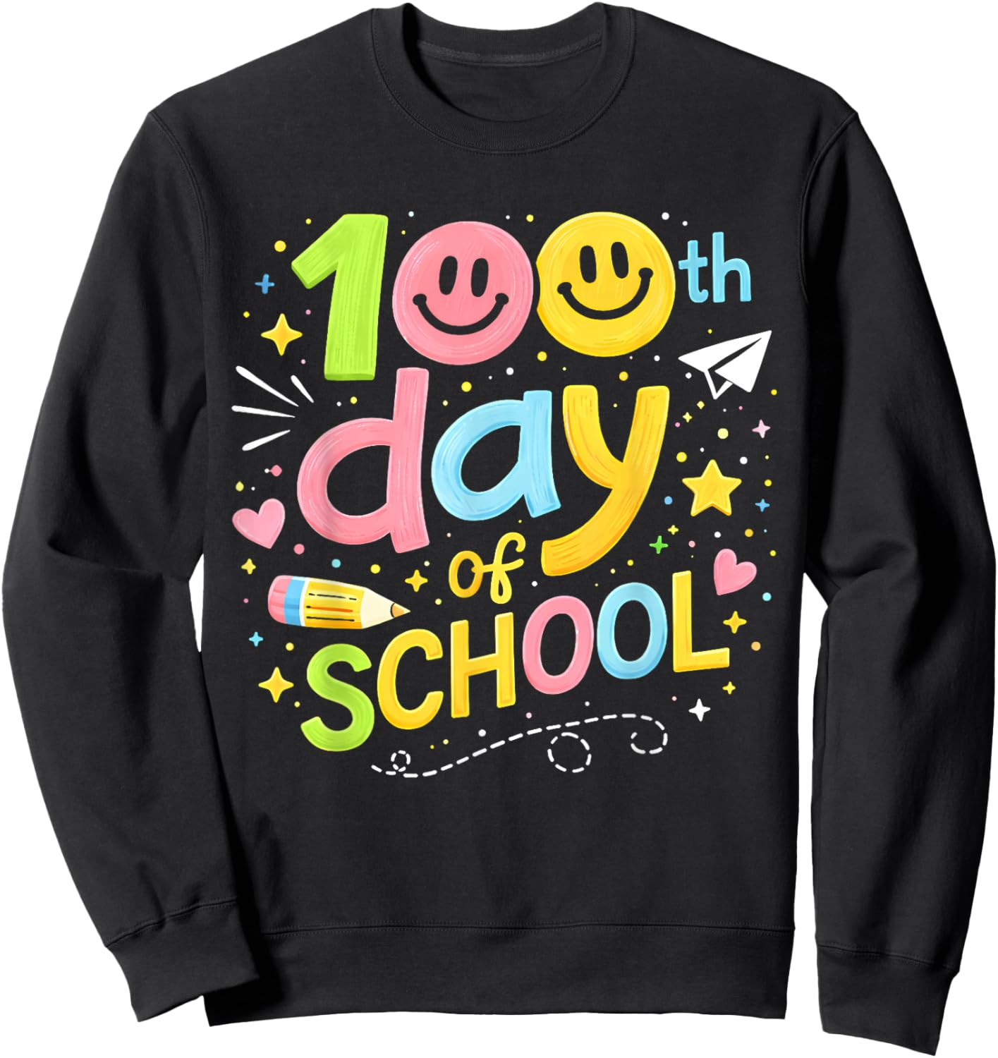 100th Day of School Teacher Girls Kids 100 Days of School Sweatshirt - Sweatshirt | Black