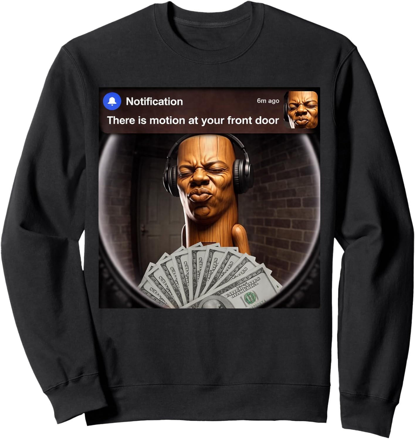 There is Motion at Your Front Door Tung Tung Tung Speed Meme Sweatshirt - Sweatshirt | Black
