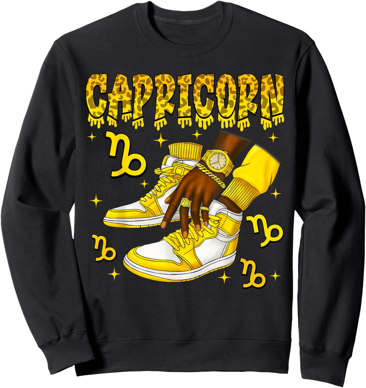 Capricorn Boy Man African American Shoes Sneakers Zodiac Sweatshirt - Sweatshirt | Black