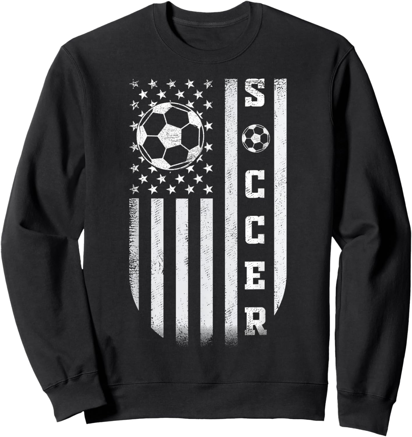 USA American Flag Soccer Patriotic Soccer Ball Player Sweatshirt - Sweatshirt | Black