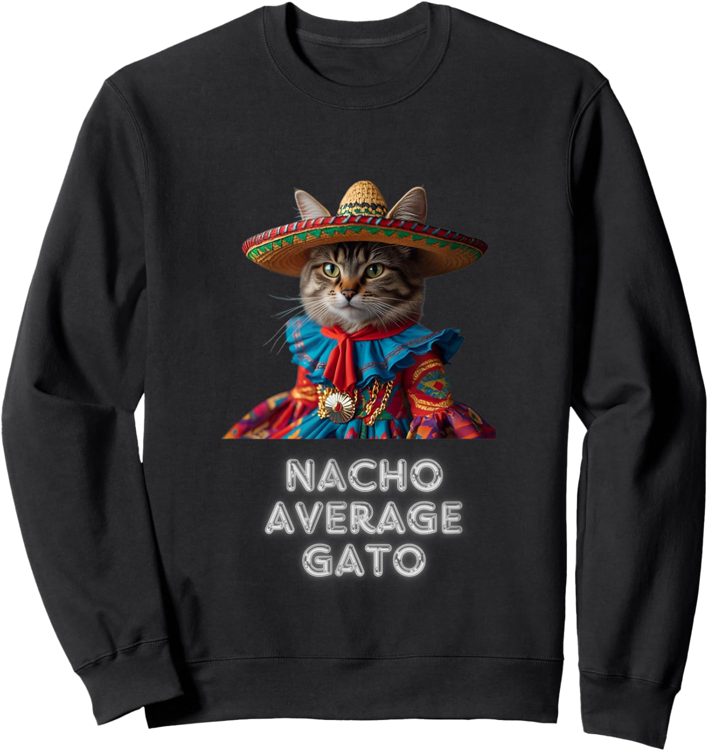 Gato Funny Cat Latino Women Girls Kids Fiesta Taco Sweatshirt - Sweatshirt | Black