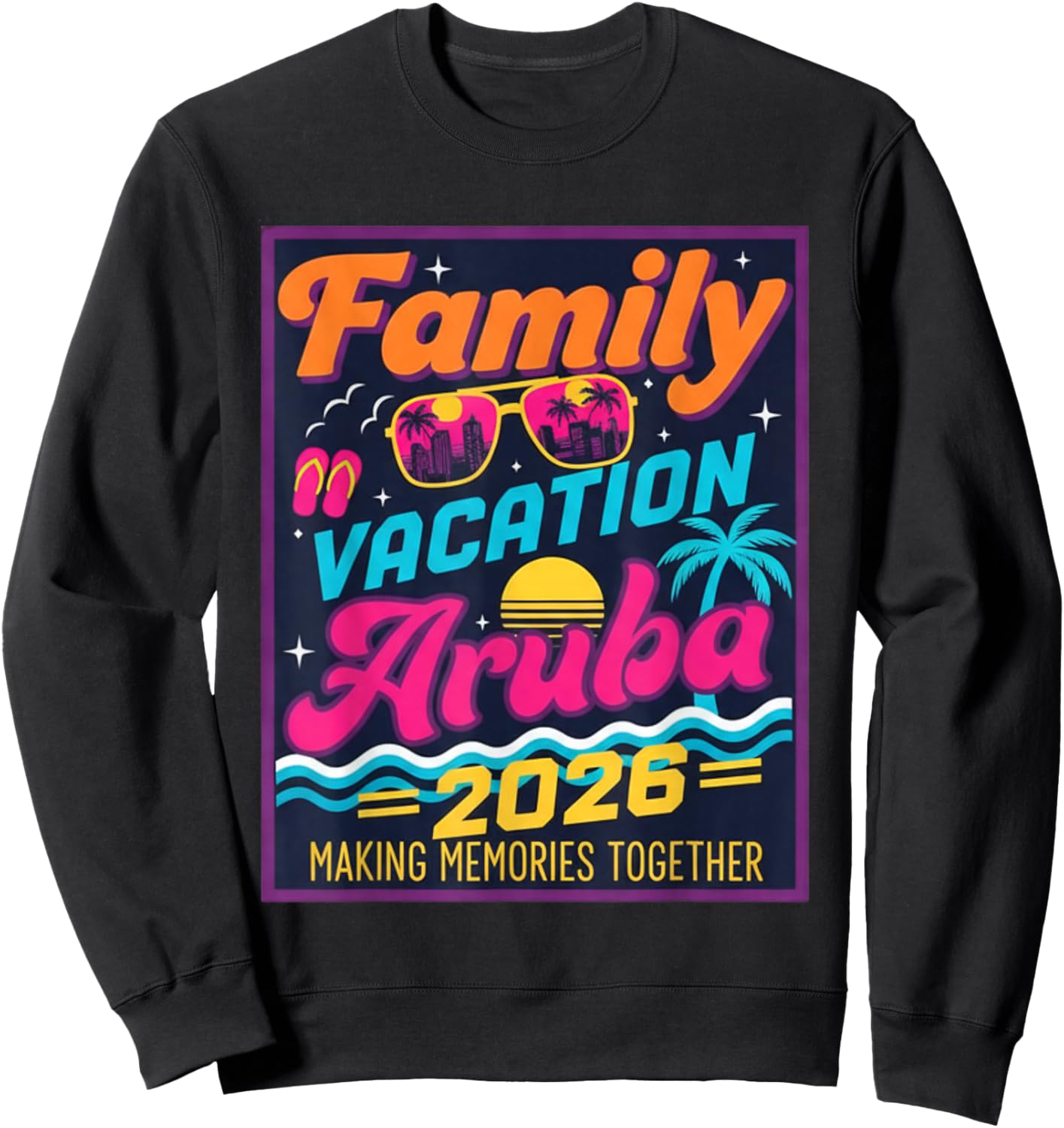 Family Vacation 2026 Aruba Matching Summer Vacation Women Sweatshirt - Sweatshirt | Black