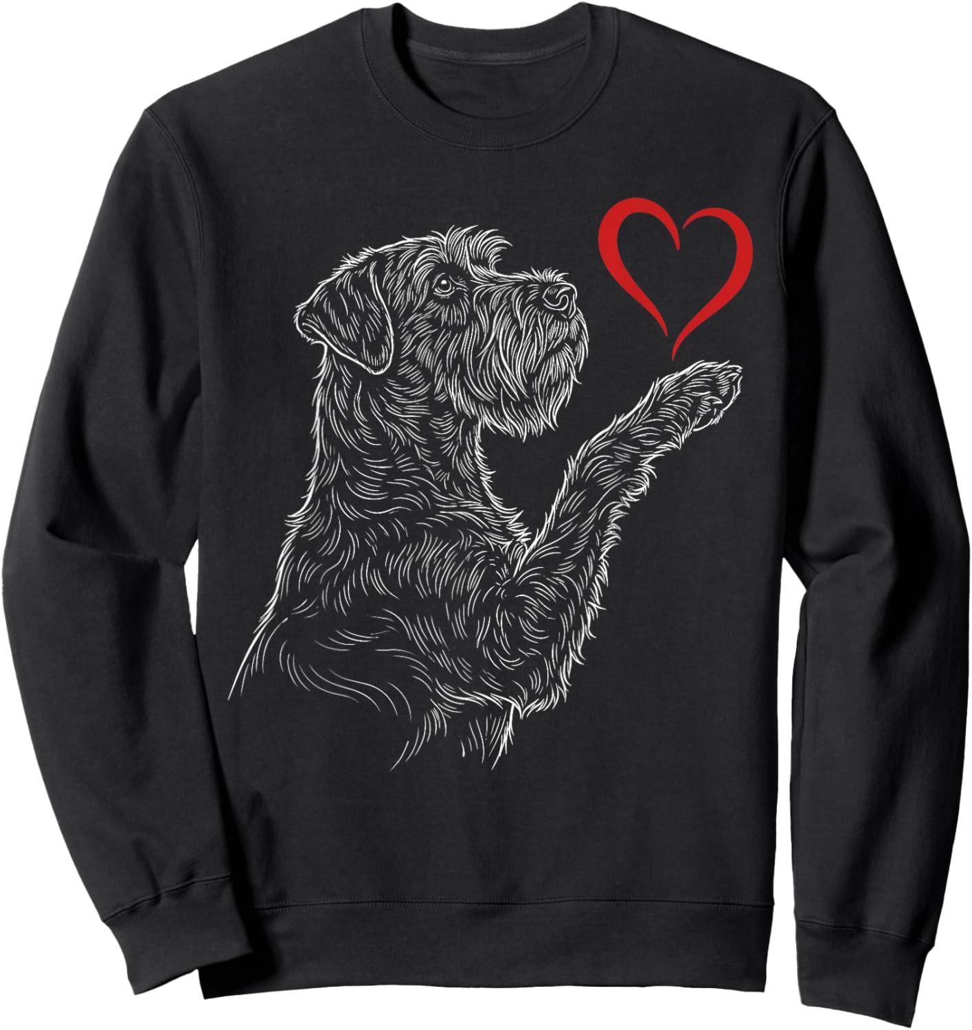 Schnauzer Lover Dog Art Holding Heart Valentines Sweatshirt - Sweatshirt | Black