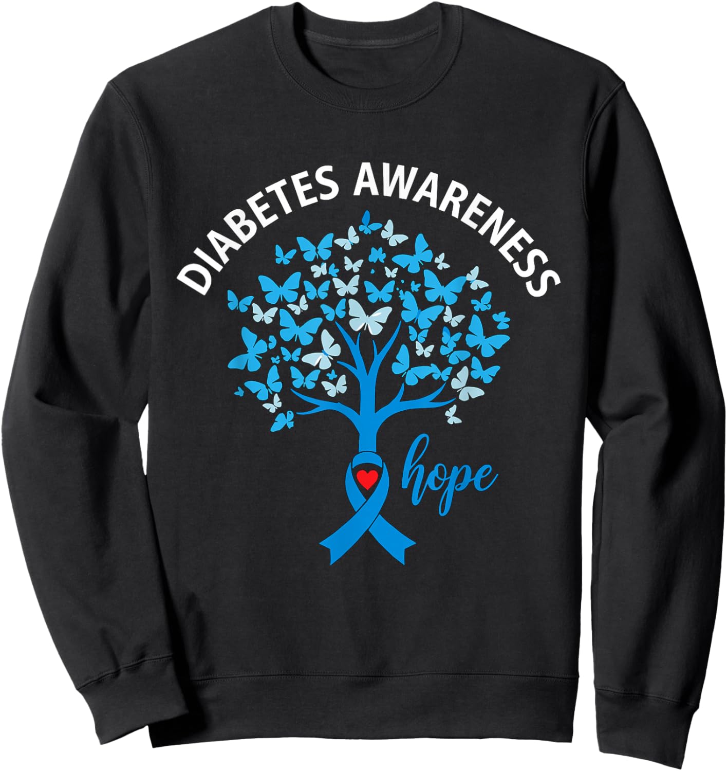 Diabetes Awareness Month Hope Ribbon for Type 1 Type 2 Sweatshirt - Sweatshirt | Black