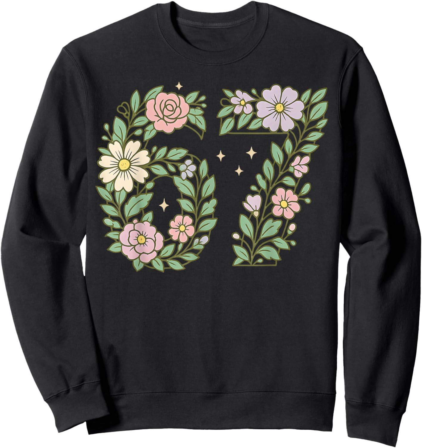 67 for Girls Floral Six Seven Flowers 6 7 Brainrot Meme Kids Sweatshirt - Sweatshirt | Black