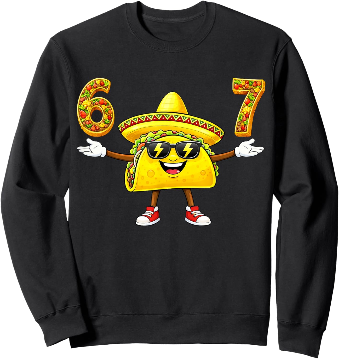 Funny 67 Cinco De Mayo Taco Mexican Six Seven 6 7 Boys Kids Sweatshirt - Sweatshirt | Black