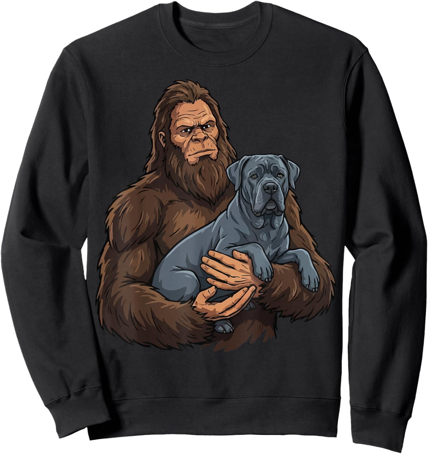 Bigfoot Holding Cane Corso Sweatshirt - Sweatshirt | Black