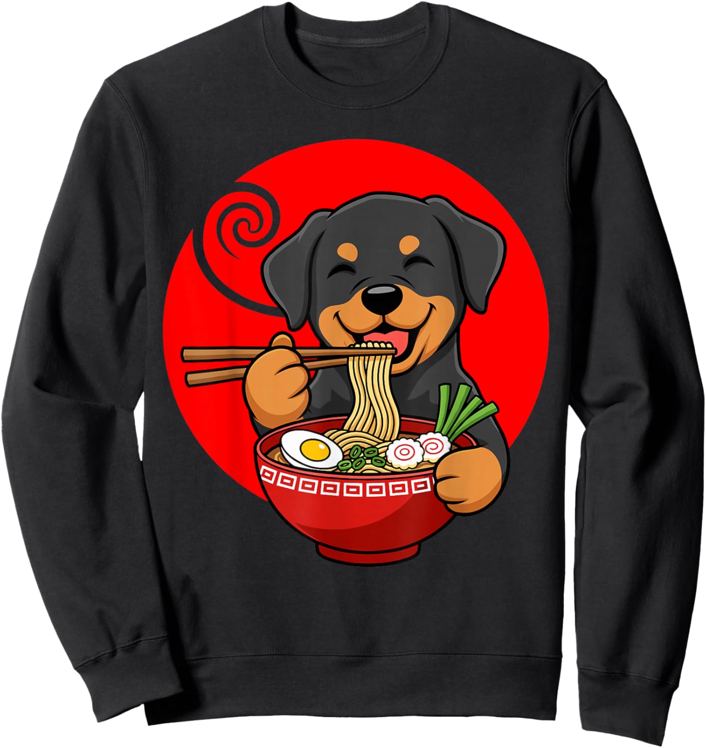 Ramen Rottweiler Dog Kawaii Japanese Ramen Sweatshirt - Sweatshirt | Black