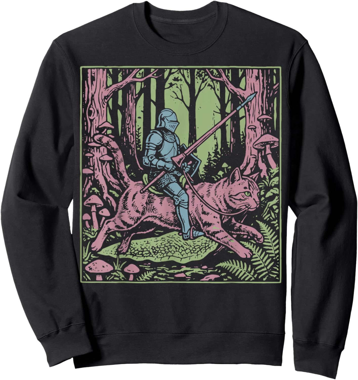 Knight Riding Cat Sweatshirt - Sweatshirt | Black