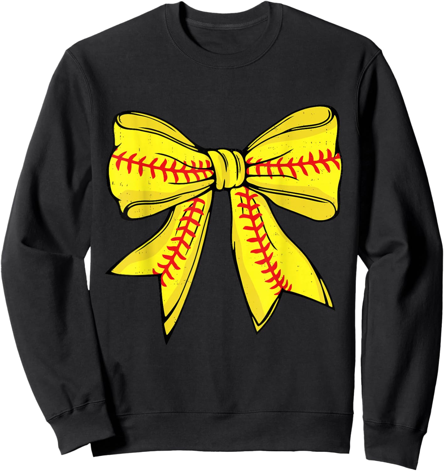 Cute Softball Coquette Bow Women Girls Cheer Mom Mama Mother Sweatshirt - Sweatshirt | Black