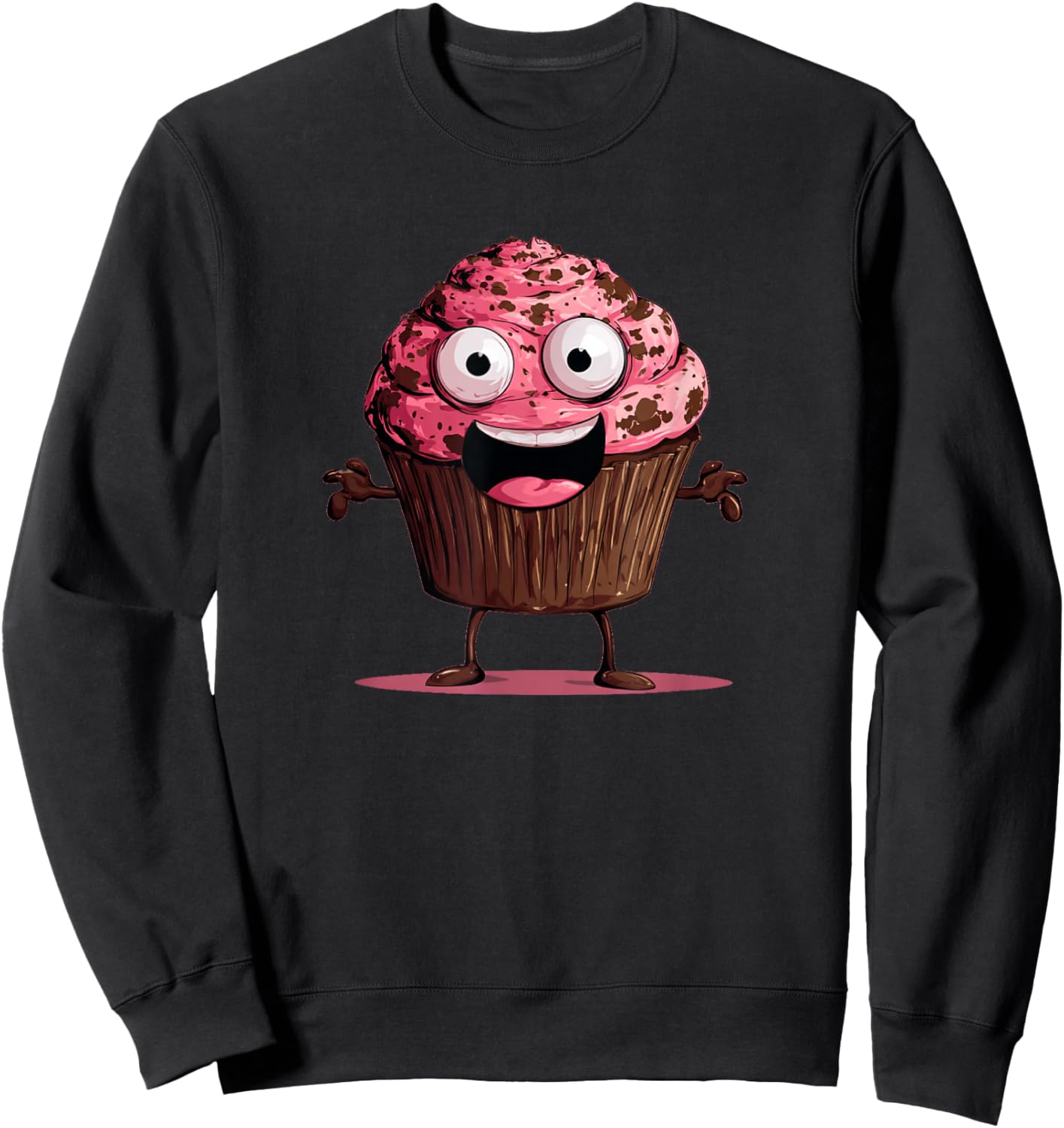 Funny Pink Muffin Face for Cupcakes and Muffins Lovers Sweatshirt - Sweatshirt | Black