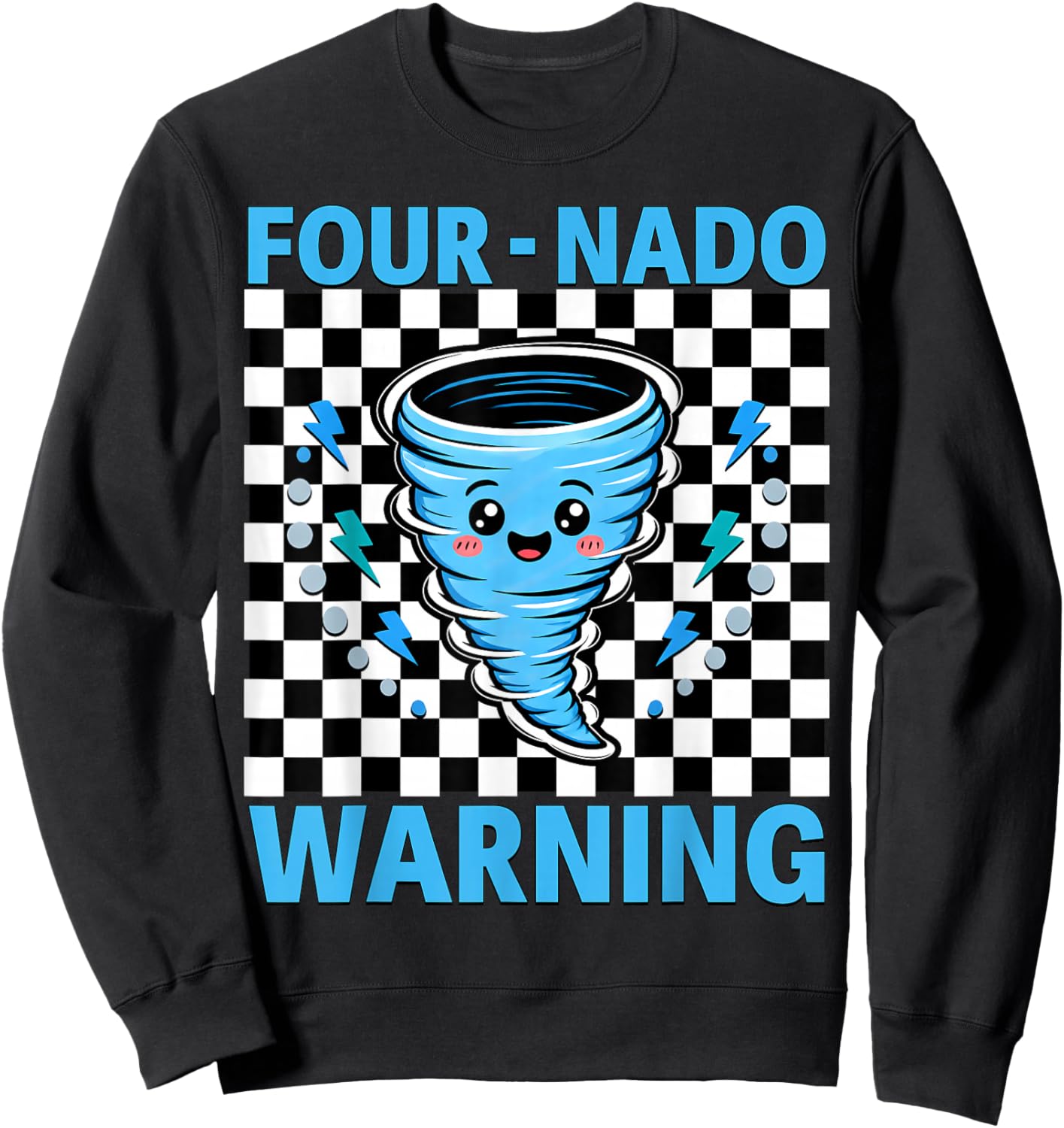 Four Nado Warning 4th Birthday 4 Years Old Kids Boys Girls Sweatshirt - Sweatshirt | Black
