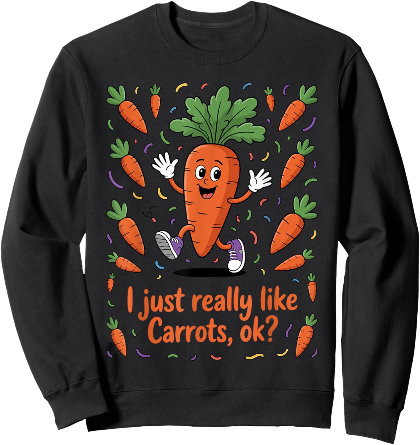 Funny Carrot Art Women Kids Vegetable Carrot Lover Sweatshirt - Sweatshirt | Black