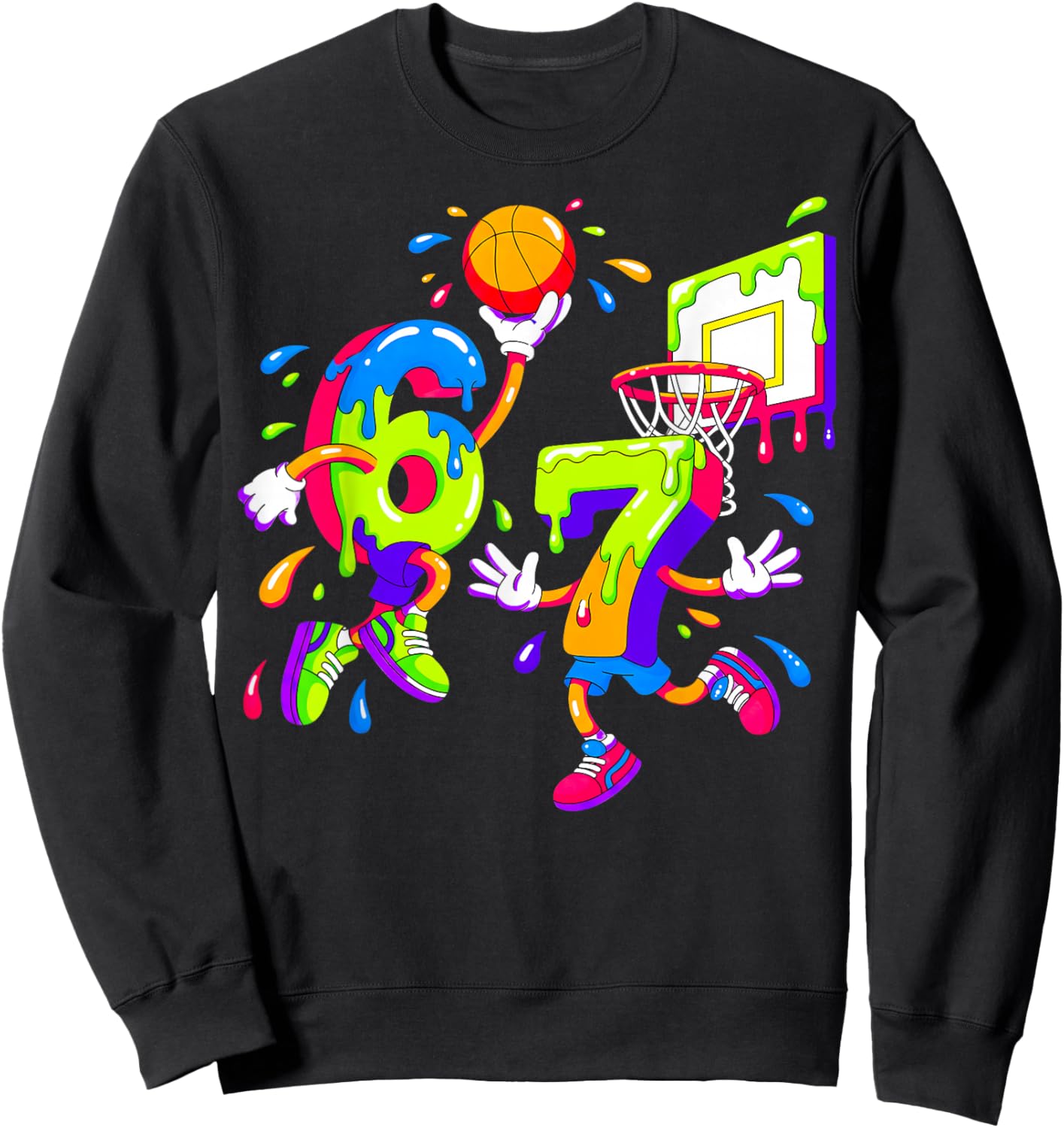 67 Basketball Drip Meme Gen Alpha Funny Number Design Sweatshirt - Sweatshirt | Black