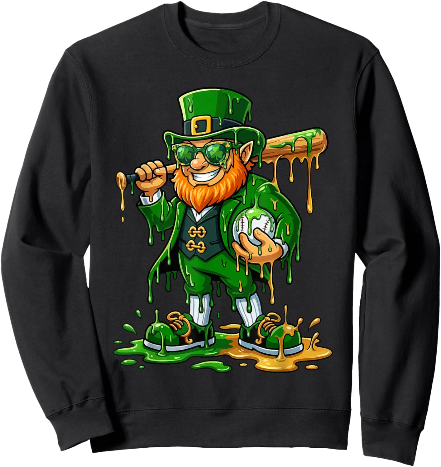 Baseball St Patricks Day Leprechaun Baseball Boys Girls Men Sweatshirt - Sweatshirt | Black