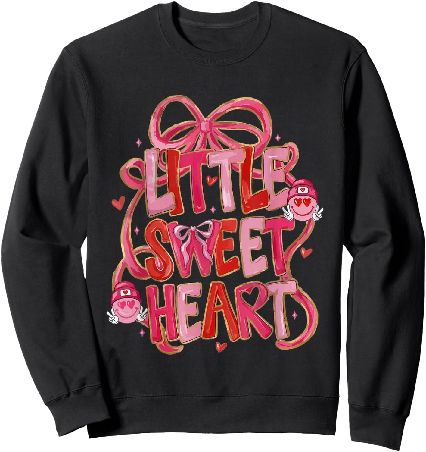 Coquette Bow Little Sweetheart Valentine Girly Love XOXO Sweatshirt - Sweatshirt | Black