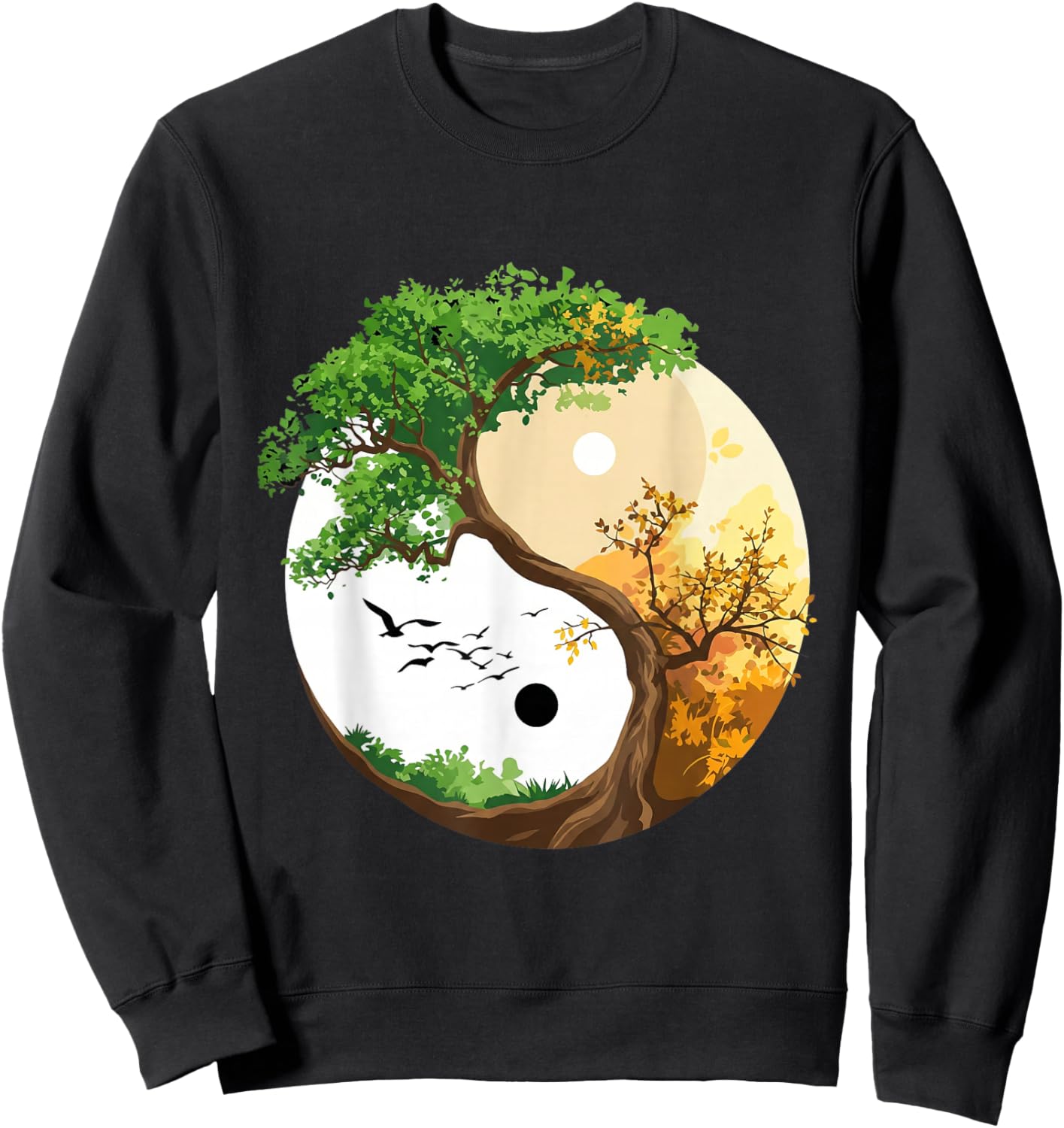 Yoga Chakra Tree of Life Hatha Wrinkled Hippoe Sweatshirt - Sweatshirt | Black