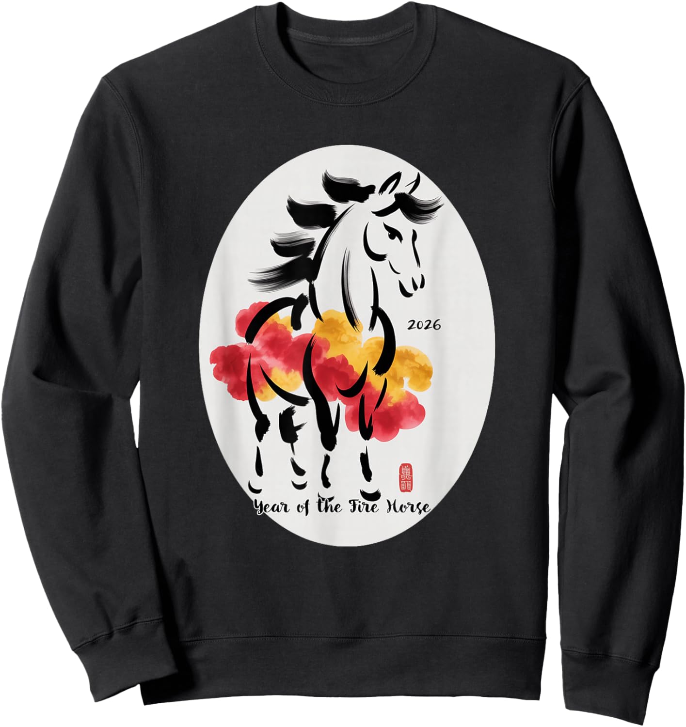 Chinese New Yr 2026 Year of The Fire Horse Sweatshirt - Sweatshirt | Black