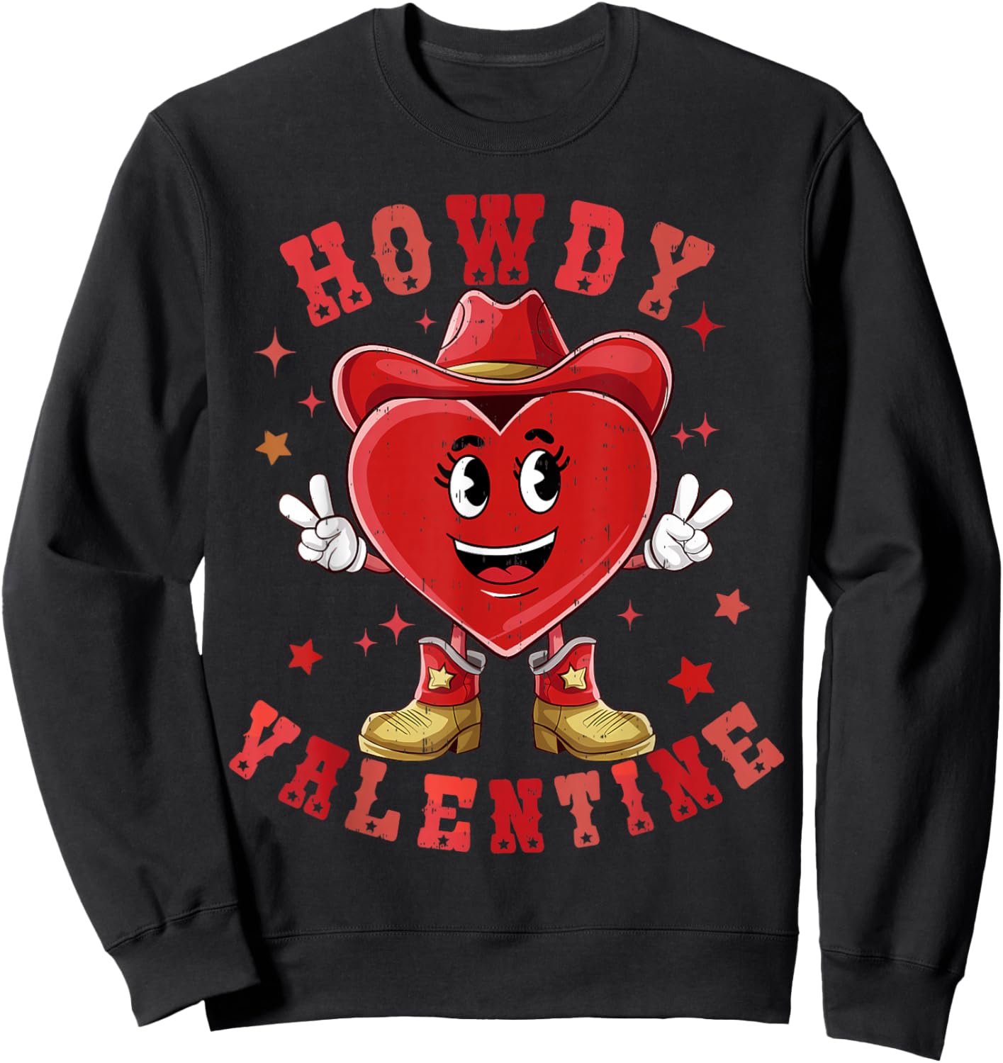Howdy Valentine Hearts with Hat Valentines Day for Boys Girl Sweatshirt - Sweatshirt | Black