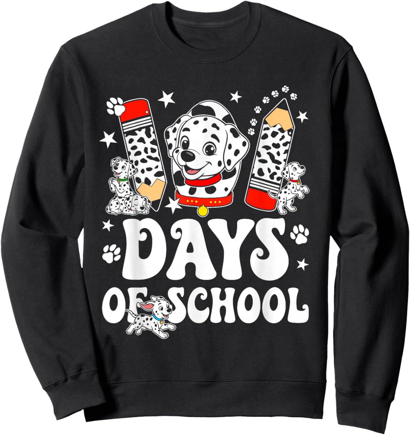 Happy 101 Days School Cute Dog 100 Days Smarter Student Kids Sweatshirt - Sweatshirt | Black