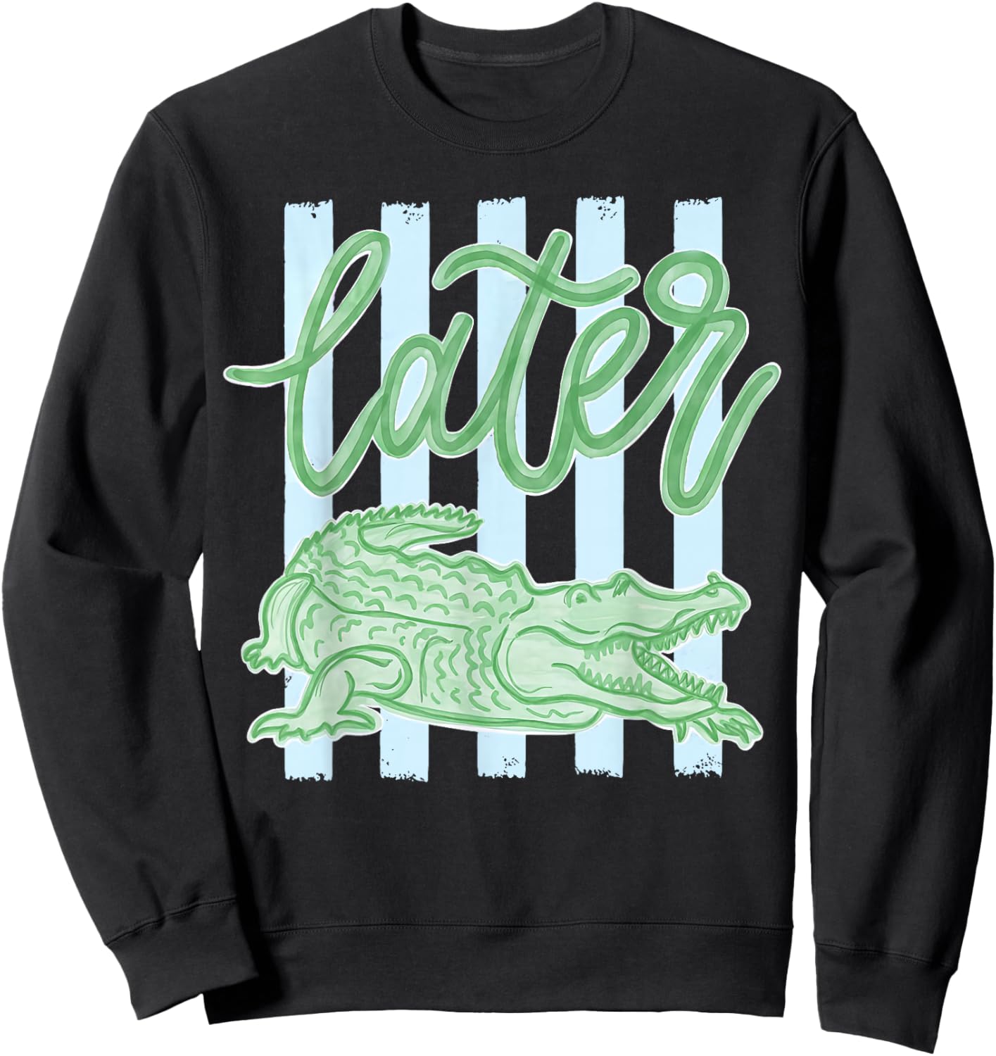 Retro Striped Everyday Later Gator Alligator Summer Coastal Sweatshirt - Sweatshirt | Black