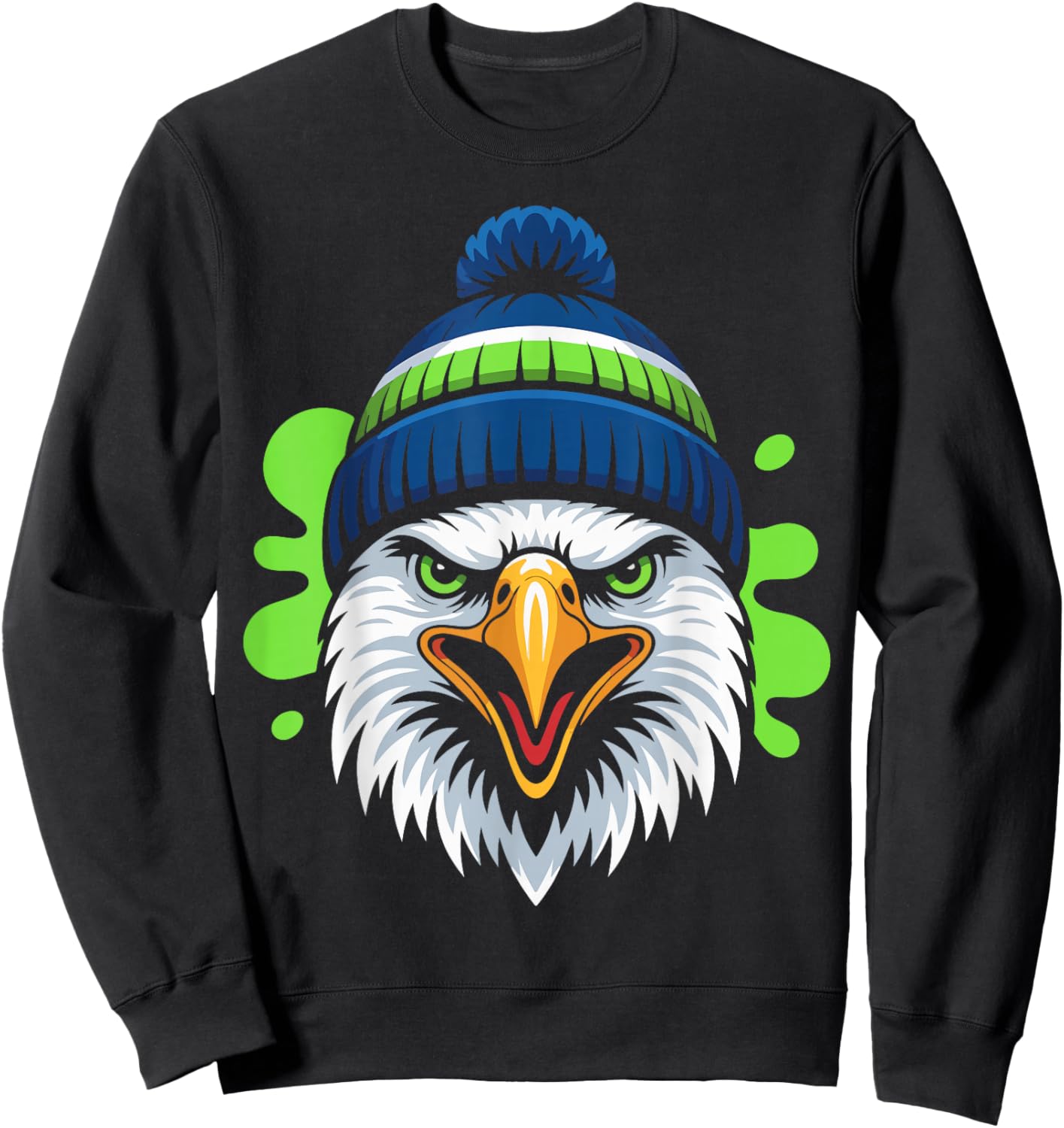 Bold Graphic Splash Eagle Artwork Sweatshirt - Sweatshirt | Black
