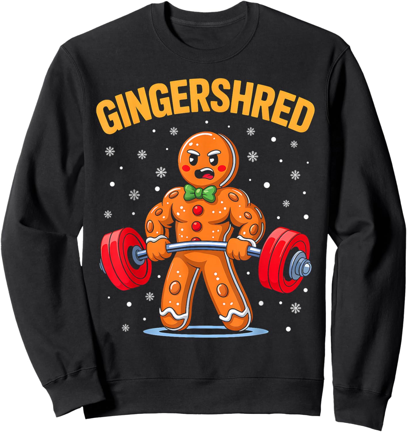 Funny Christmas Gingerbread Man Gym Bodybuilding Gingershred Sweatshirt - Sweatshirt | Black