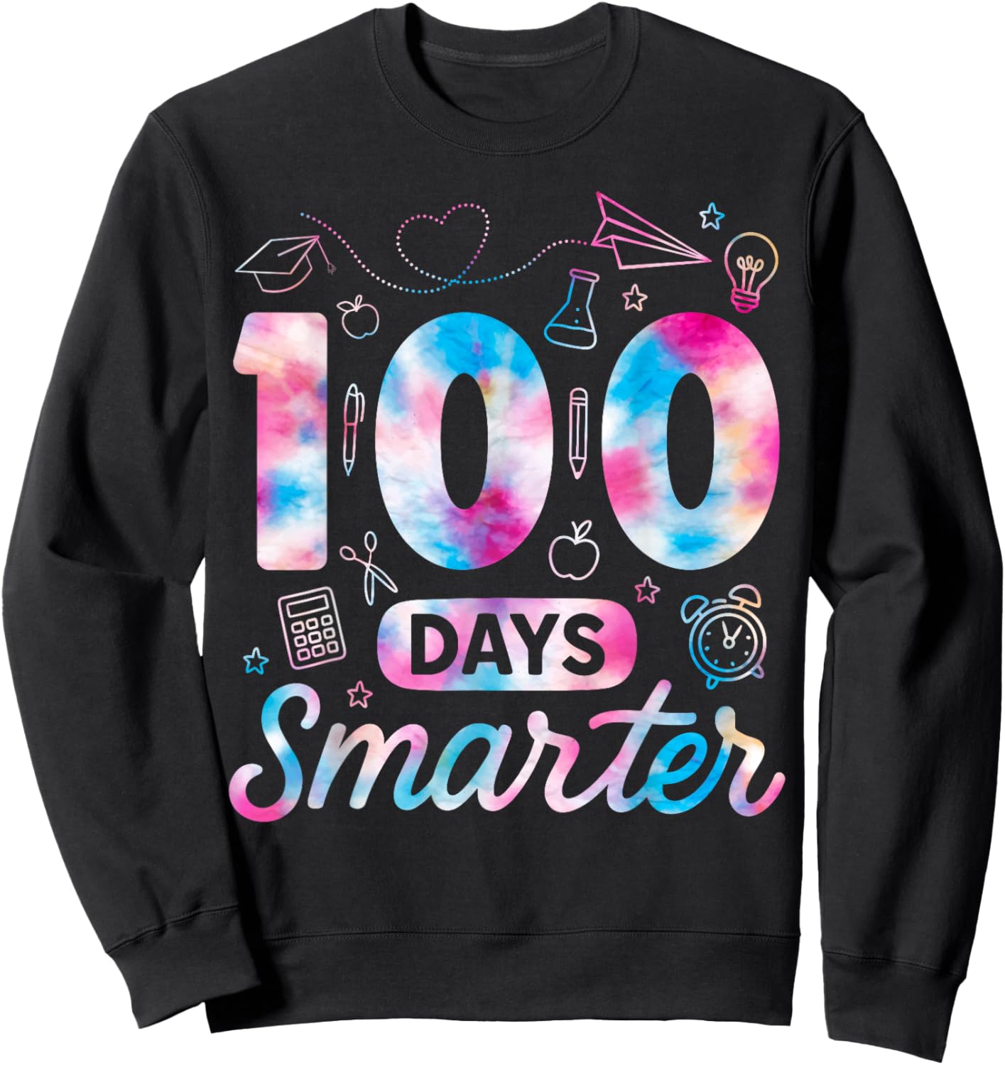 Tie Dye 100 Days Smarter Kids 100th Day of School Teachers Sweatshirt - Sweatshirt | Black