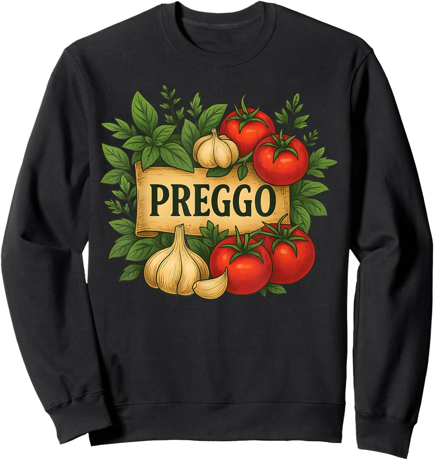 Cute Pregnancy Announcement Preggo Costume Prego Sauce Pasta Sweatshirt - Sweatshirt | Black