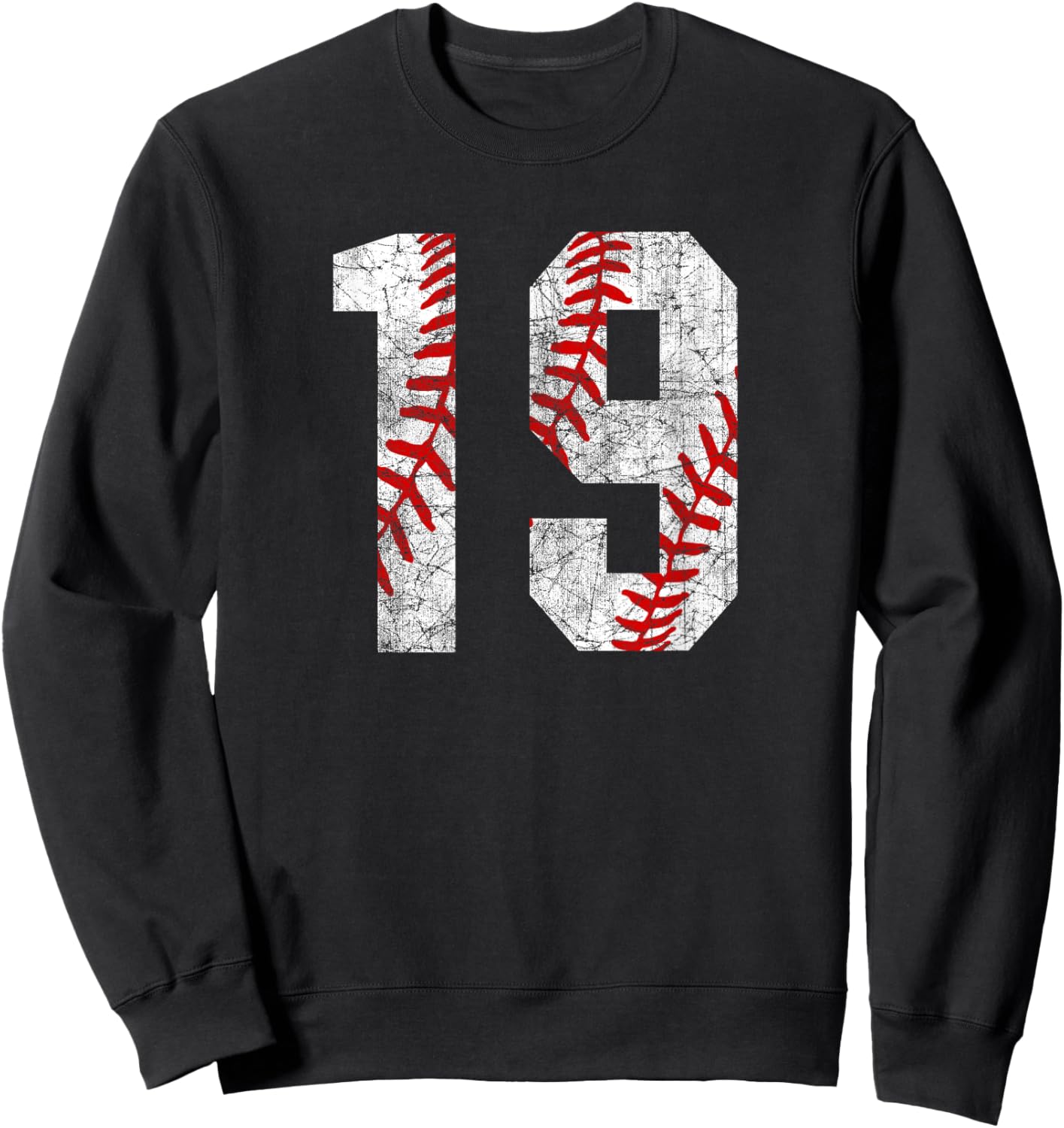 Vintage Baseball Mom #19 Jersey Baseball Jersey Number 19 Sweatshirt - Sweatshirt | Black