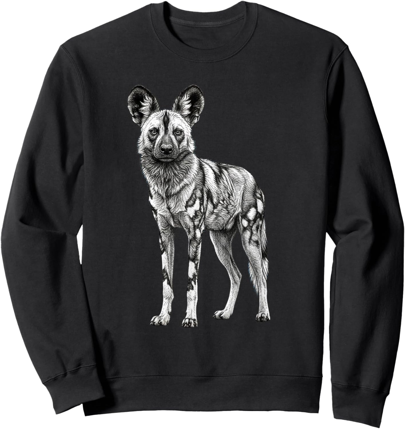 Retro African Wild Dog Lover Safari Nature Art Sweatshirt - Sweatshirt | Black