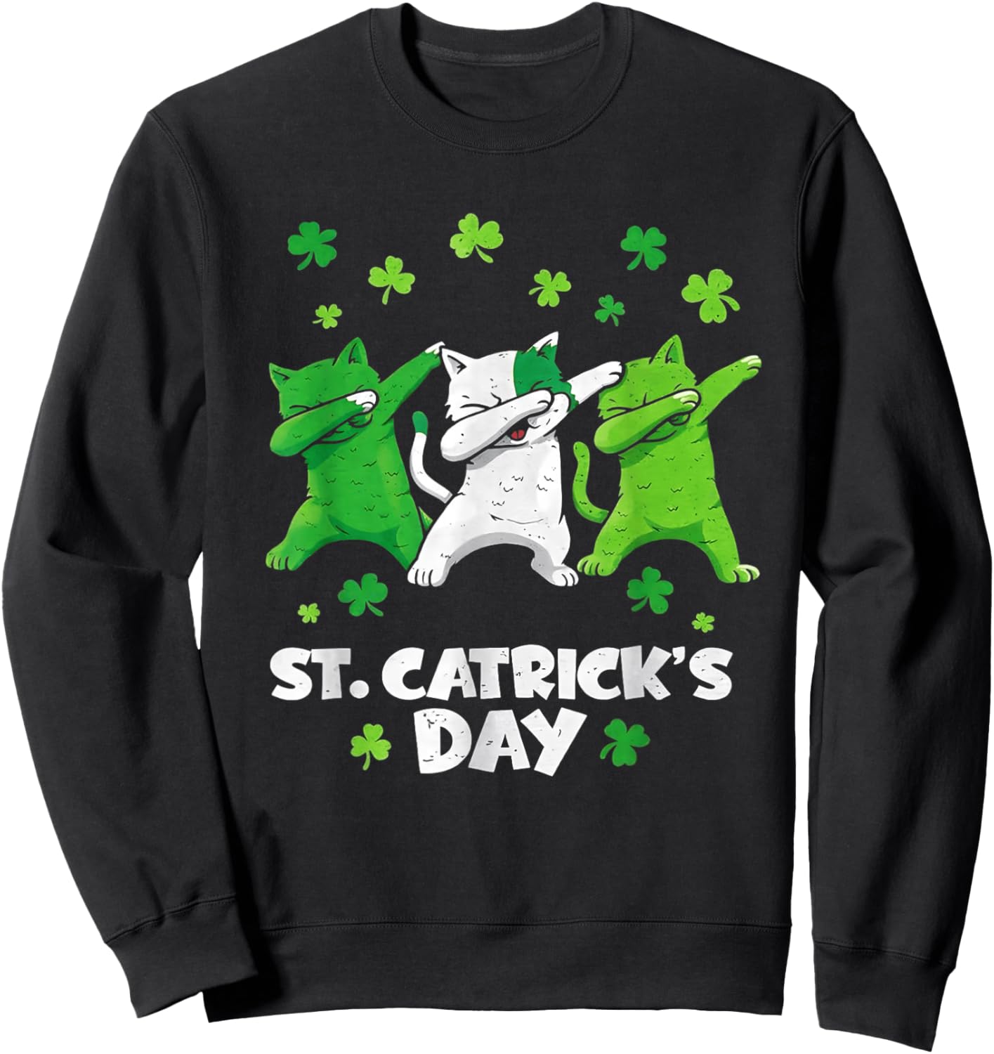 St Patricks Day Cat Lover Funny Catricks Day Girls Women Kid Sweatshirt - Sweatshirt | Black