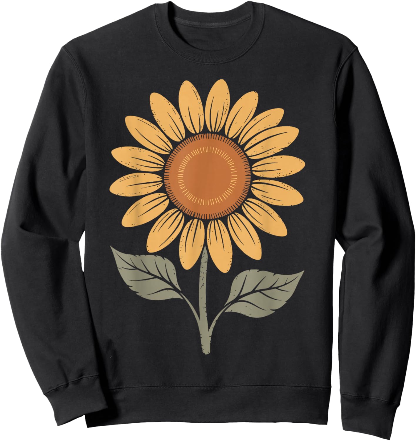 Cute Sunflower Vintage Boho Art Floral Botanical Wildflower Sweatshirt - Sweatshirt | Black