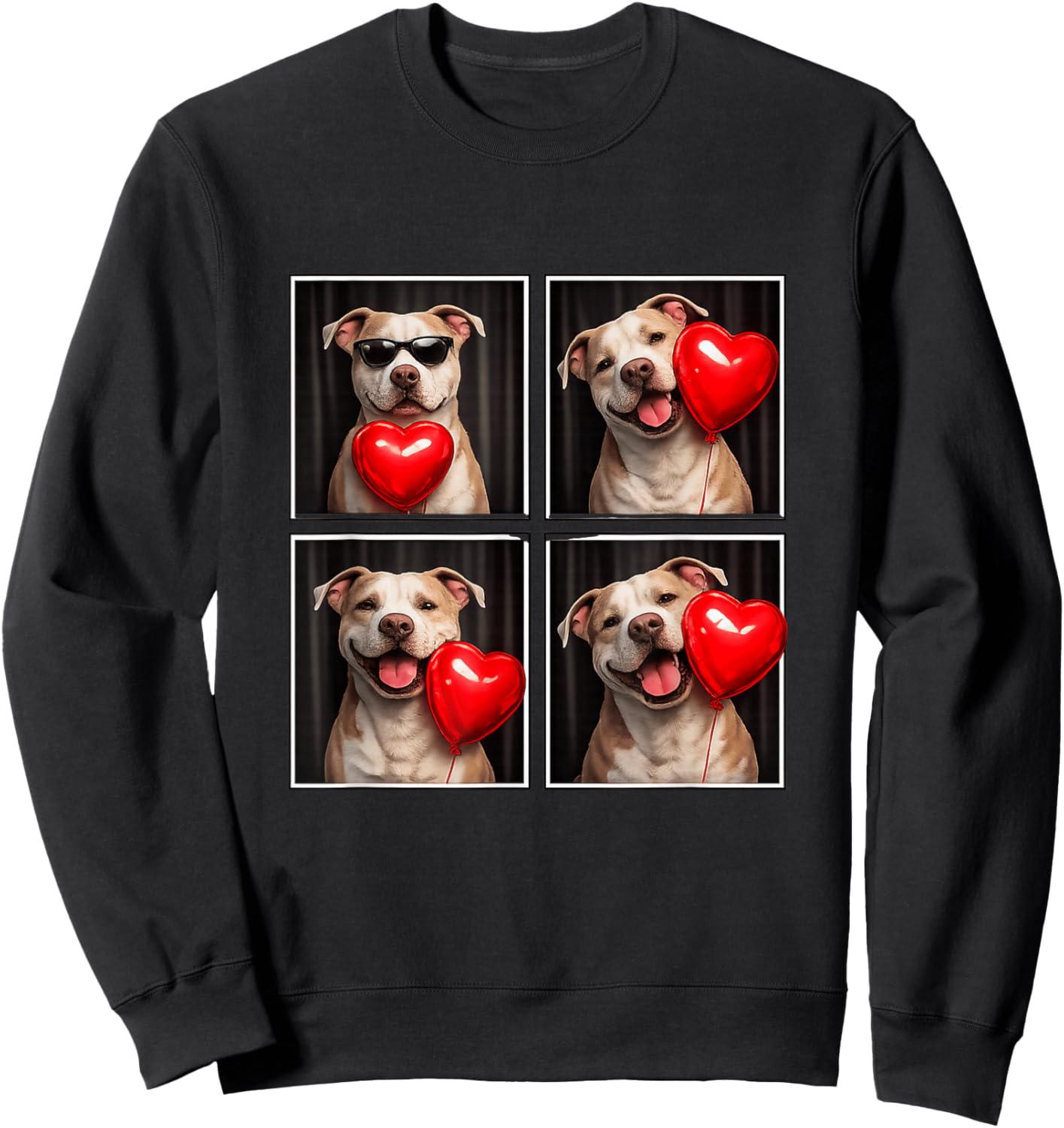 Adorable Valentine Pittie, Cute Pit Bulls Valentines Day Sweatshirt - Sweatshirt | Black