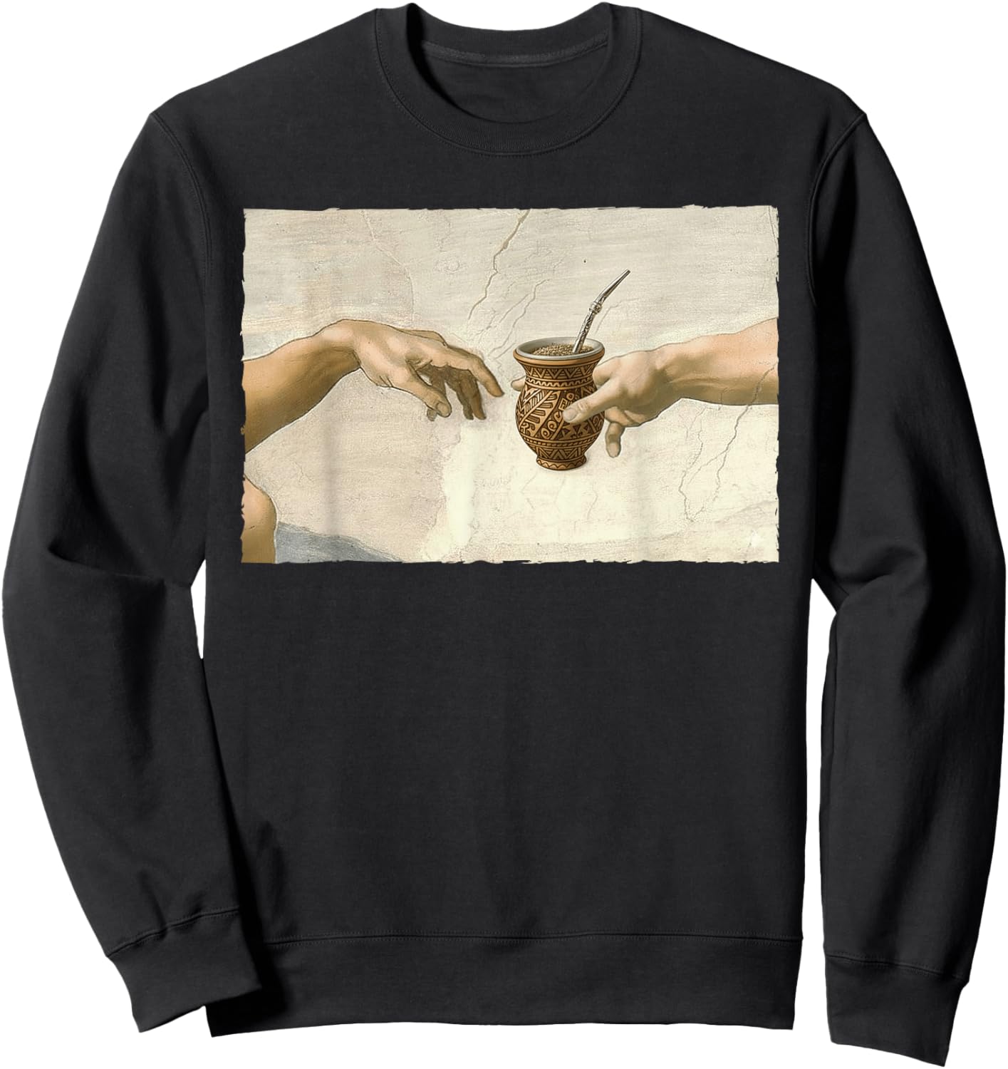 Yerba Mate Lover Argentina Yerba Mate The Creation of Adam Sweatshirt - Sweatshirt | Black