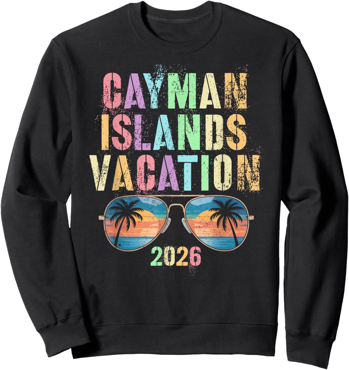 Kids Cayman Islands Vacation 2026 Trip Swim Vacay Matching Sweatshirt - Sweatshirt | Black